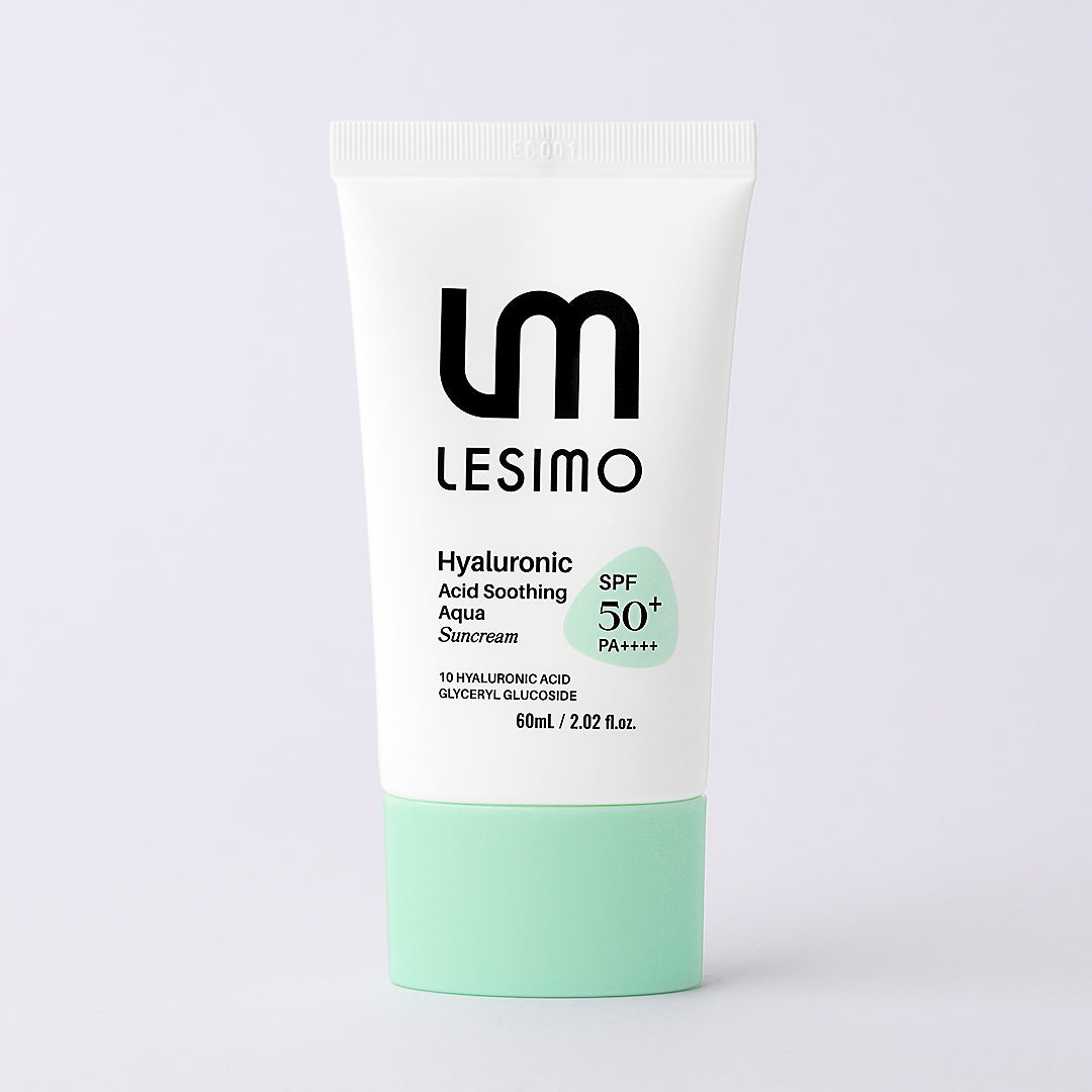 Lesimo Hyaluronic Acid Soothing Aqua Suncream (SPF 50+, PA++++), Daily Suncream, UV A & UVB Protection, Invisible Korean Suncream for Face with No White Cast, 2.02 fl.oz. (60mL)